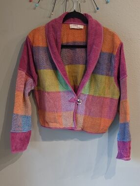 Vintage Boho Anu By Natural Blazer Jacket Multicolor Lagenlook ArttoWear Pockets